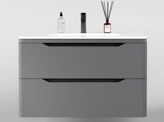 Тумба под раковину Style Line Марелла 90 Люкс Plus СС-00002415 серый матовый